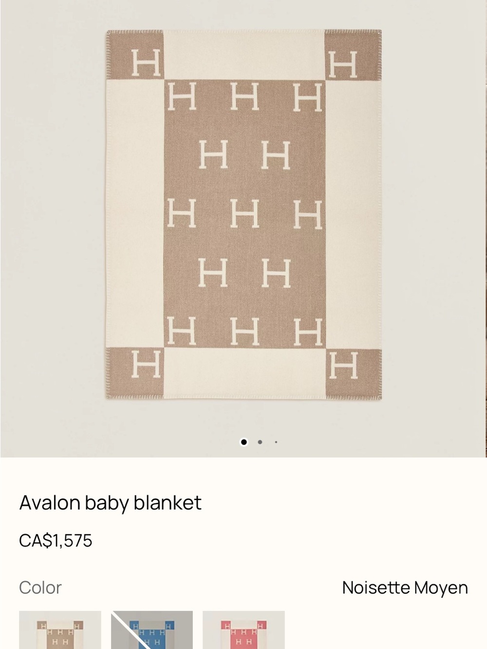 Hermes Baby Avalon Blanket - new without tags - perfect condition